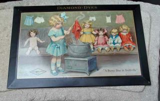 Orig 1911 Diamond Dye Tin Sign Busy Day In Dollville Bessie Pease Gutmann Artist