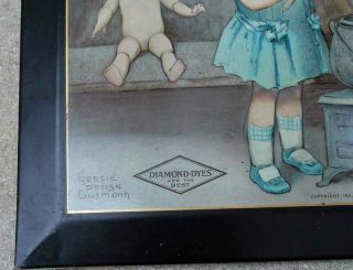 orig 1911 Diamond Dye tin sign Busy Day in Dollville Bessie Pease Gutmann artist 3