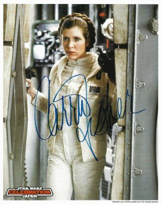 Carrie Fisher Star Wars Hand Signed 8x10 Autograph Photo Uacc Aftal