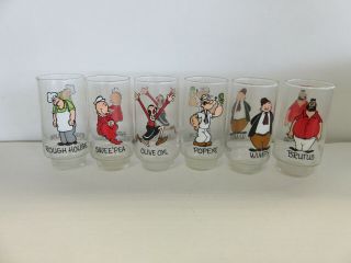 Complete Set Of 6 Popeye Coca - Cola Glasses 6 " - King Features (1975)