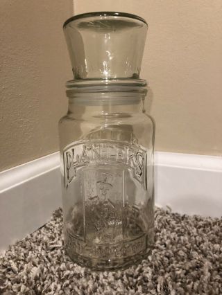 1981 Vintage Planters Peanuts 75th Anniversary Clear Glass Jar W / Stopper Lid
