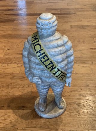 1940s Cast Iron Michelin Man Air Pump Topper Statue Bibendum Advertising Scarce