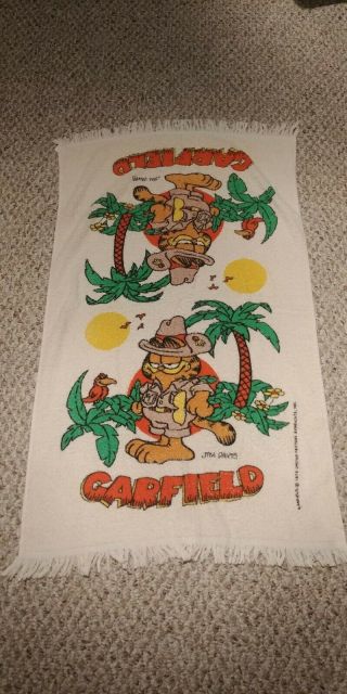 Vintage Garfield Safari Bath Towel 1978 Jim Davis