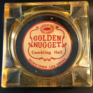 Vintage Amber Golden Nugget Gambling Hall Ashtray - Downtown Las Vegas