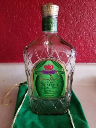 Crown Apple Bottle 1.  75 Liter Empty With Green Crown Royal Apple Bag