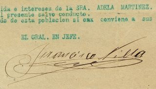 MEXICO: AUTOGRAPH OF PANCHO VILLA HANDSIGNED DOCUMENT (War Safe - conduct) 2