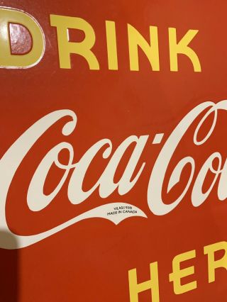 20” COCA COLA Soda Pop DOUBLE SIDED FLANGE PORCELAIN SIGN. 11