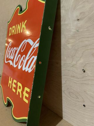 20” COCA COLA Soda Pop DOUBLE SIDED FLANGE PORCELAIN SIGN. 4