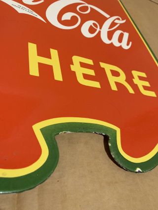 20” COCA COLA Soda Pop DOUBLE SIDED FLANGE PORCELAIN SIGN. 6