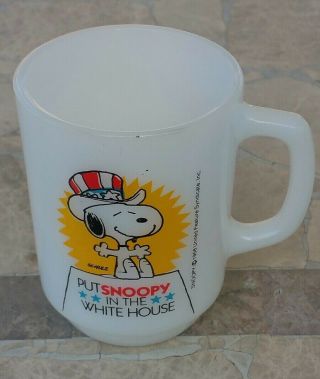 Snoopy Peanuts Mug Anchor Hocking 1980 No 3 Put Snoopy In The White House