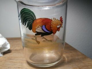 Vintage Glass Hand Painted Rooster Cocktail Martini Shaker Bar Ware 8 