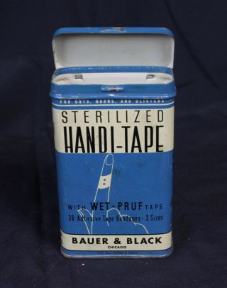Vintage Tin Bauer & Black Chicago Handi Tape Bandages First Aid Metal Box Lid 2