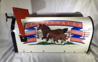 1988 Rare Budweiser Clydesdales Rural Metal Mailbox Cool