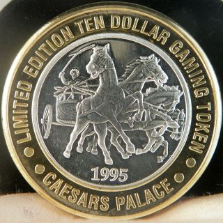 1995 Caesars Palace Las Vegas Chariot.  999 Fine Silver $10 Casino Gaming Token
