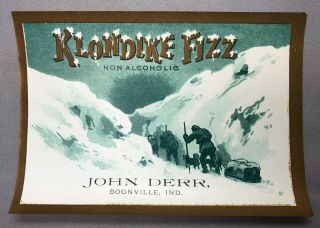 Klondike Fizz Soda Bottle Label Dog Sled Boonville In Antique