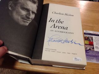(ssg) Rare Charlton Heston Signed Book " In The Arena " - Jsa (james Spence)