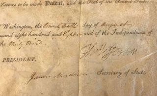 Thomas Jefferson James Madison Signed Autographed 1808 Document Beckett BAS 2