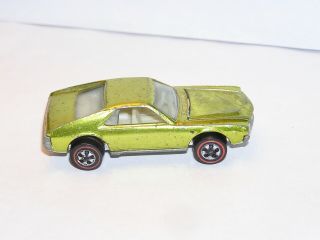 1969 Hot Wheels Redline Custom Amx Pretty Lime Yellow Yr2 All Intact &