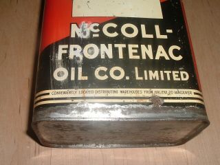 RED INDIAN McCOLL FRONTENAC MARATHON MOTOR OIL TIN CAN GALLON 2