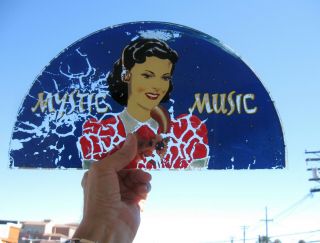 Glass reverse - painted sign for the Rock - ola Mystic Music jukebox 4