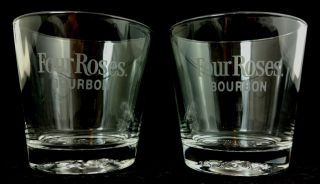 Set Of 2 Four Roses Glasses Kentucky Bourbon Whiskey Advertising Barware