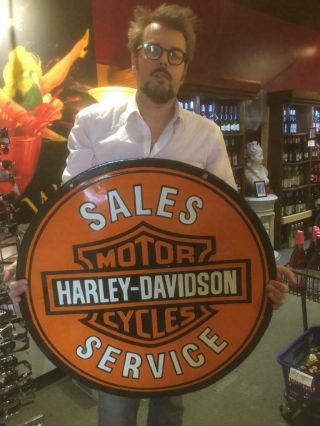 Harley Davidson Motorcycle Oil Sign Porcelain Sign 30inch Double Sided Sign