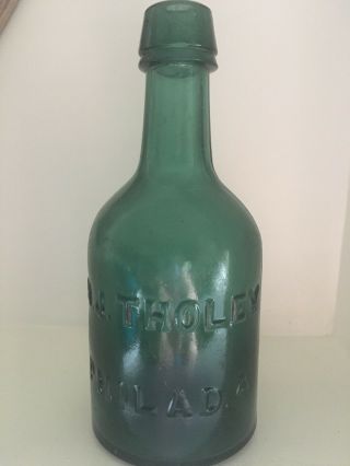 Green Iron Pontil Ph.  J.  Tholey Squat Bottle