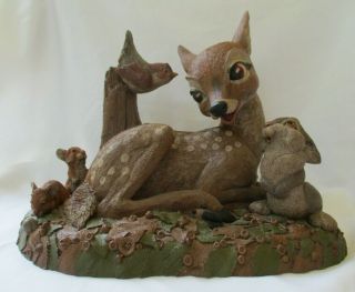 Tim Wolfe Signed Disney Bambi " Wake Up Call " 1994 Sculpture Tom Clark Cairn