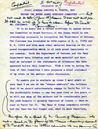 Us Navy Feet Admiral Chester W.  Nimitz Autograph Letter Signed & Speech