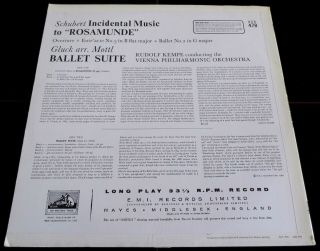 Schubert: Rosamunde / Gluck: Ballet Suite - Rudolf Kempe HMV ASD 478 ED1 LP 5
