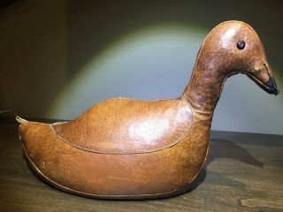 Vintage Abercrombie And Fitch Leather Duck Stuffed Decoy Mid Century