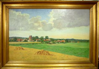 Valdemar Mau Harvest Landscape With View To The Village.