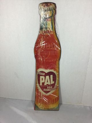 Vintage Pal Ade Soda Cardboard Sign Orange Soda Bottle