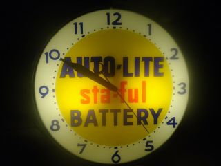 Auto - Lite " Sta - Ful Batteries " Advertising Clock