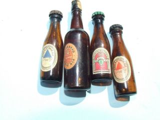 4 Miniature Beer Bottles Advertising Whitbread Pale Ale &worthingtons,  Bass&co