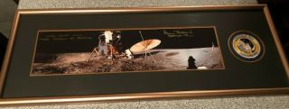 Alan Bean Signed Panoramic Framed Photo Nasa Apollo 12 Lunar Landing Conrad