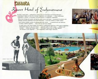 1950 ' s Sahara Las Vegas Hotel Casino travel brochure poster Vintage Gordon Scott 5
