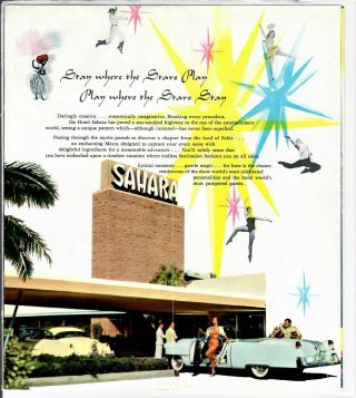 1950 ' s Sahara Las Vegas Hotel Casino travel brochure poster Vintage Gordon Scott 7