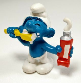 Dentist Hygienist Smurf Toothbrush Toothpaste 1979 Toy Figurine Schleich Peyo