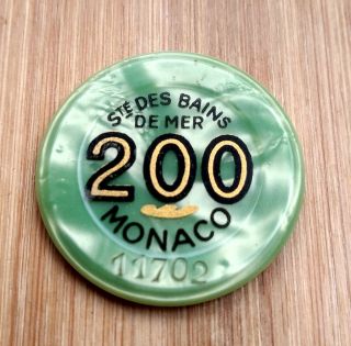 Monaco Casino Chip Numbered 200 Franc Societe Des Bains De Mer Vintage