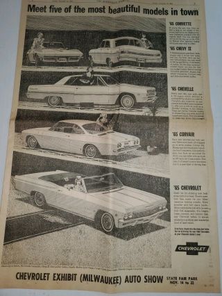 1965 Dodge Monaco And Chevrolet Corvette Nova Chevelle Corvair Newspaper Ad
