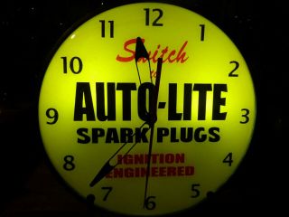 Auto - Lite Spark Plugs Lighted Pam Style Advertising Clock Sign NASCAR 2