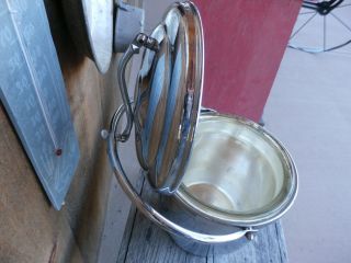 United Chromium on Solid Brass Hinged Ice Bucket with lid Grape Vine Vintage 5