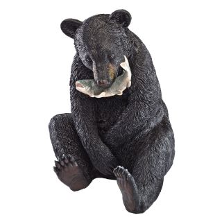 Black Bear Master Angler Fisherman Sculpture Garden Pond Statue Wildlife 2