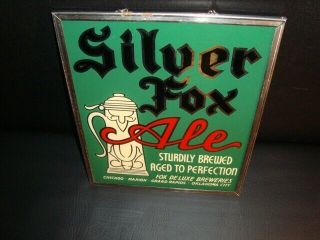 Circa 1950s Silver Fox Ale Reverse Glass Sign,  Chicago,  Illinois
