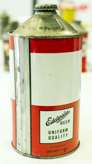 Edelweiss Light Beer QT cone top can w/ cap - - 4
