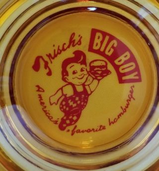 Frisch ' s Big Boy Amber Glass Ashtray Running mascot logo 1960s Advertising 2