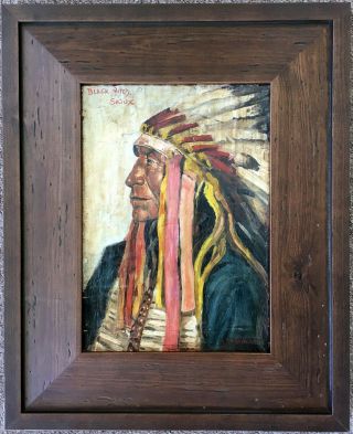Joseph Henry Sharp Painting Native American Sioux Chief Black Bird