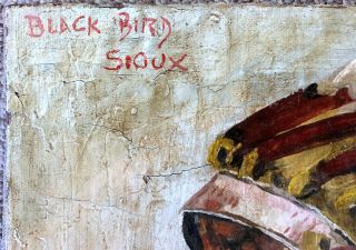 JOSEPH HENRY SHARP PAINTING NATIVE AMERICAN SIOUX CHIEF BLACK BIRD 4