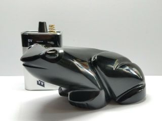 Large Hand Carved Polished Black Onyx Frog Fetish - 7 " L X 3 " H & 4 Lbs